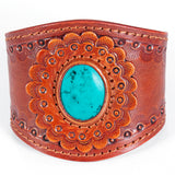 ADBRF135 Hand tooled carved Genuine Leather Bracelet women