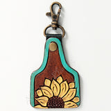 ADKR168 Hand Tooled Carved Genuine Leather Keyring