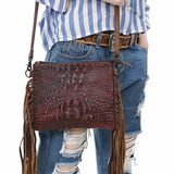 LC-ADBG838 Crossbody Crocodile Embossed Genuine Western Leather Women Bag