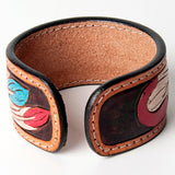 ADBRF154 Hand tooled carved Genuine Leather Bracelet women