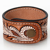 ADBRF169 Hand tooled carved Genuine Leather Bracelet women