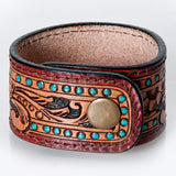 ADBRF172 Hand tooled carved Genuine Leather Bracelet women