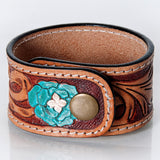 ADBRF176 Hand tooled carved Genuine Leather Bracelet women