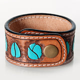 ADBRF188 Hand tooled carved Genuine Leather Bracelet women