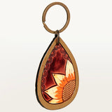 ADKR180 Hand Tooled Carved Genuine Leather Keyring