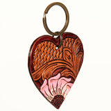 ADKR181 Hand Tooled Carved Genuine Leather Keyring