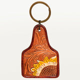 ADKR187 Hand Tooled Carved Genuine Leather Keyring