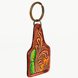 ADKR188 Hand Tooled Carved Genuine Leather Keyring