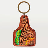 ADKR188 Hand Tooled Carved Genuine Leather Keyring