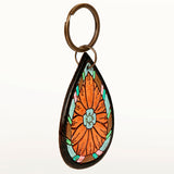 ADKR191 Hand Tooled Carved Genuine Leather Keyring