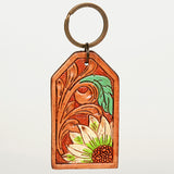 ADKR199 Hand Tooled Carved Genuine Leather Keyring