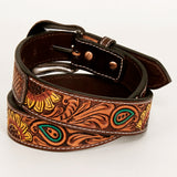 BER155-Hand Painted Western Leather Belt