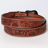 BER192-Hand Carved Western Leather Belt