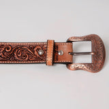 BER192-Hand Carved Western Leather Belt