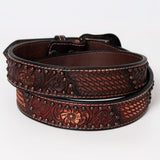 BER230-Hand Tooled Western Leather  Belt