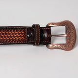 BER230-Hand Tooled Western Leather  Belt