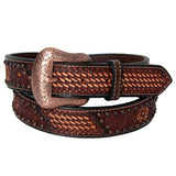 BER230-Hand Tooled Western Leather  Belt