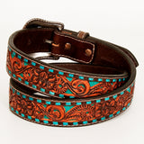 BER241-Hand Carved Western leather Belt