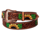 BER247-Hand Painted Western Leather  Belt