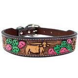 BER236-Western leather Dog Collar