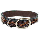 BER221-Western leather Dog Collar