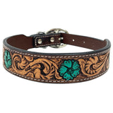 BER175-Western leather Dog Collar