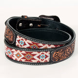 BEE103- Western Leather Belt Antique Brown