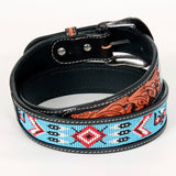 BEE105-Turquoise Western Leather Belt