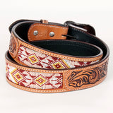 BEE106- Western Leather Belt Tan