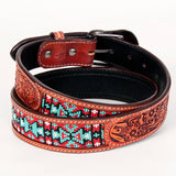 BEE114-Natural  Western leather Belt