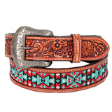 BEE114-Natural  Western leather Belt