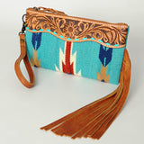 ADBG344 Wristlet Genuine Western Leather Women Bag Paisley