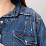 LC-ADSH015-M Genuine leather Women Denim shirt jacket dress