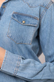 LC-ADSH024-M Genuine leather Women Denim shirt jacket dress