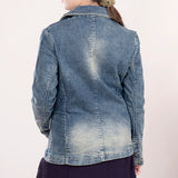 LC-ADBZ018-M Genuine leather Women Denim Blazer dress jacket