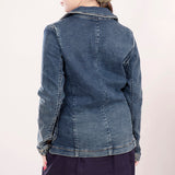 ADBZ020 Genuine leather Women Denim Blazer dress jacket