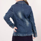 LC-ADBZ021-M Genuine leather Women Denim Blazer dress jacket