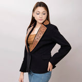 ADBZ013 Genuine leather Women Blazer dress jacket