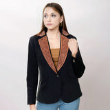 LC-ADBZ015-XL Genuine leather Women Blazer dress jacket