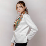 ADBZ016 Genuine leather Women Blazer dress jacket