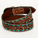 BER169-Hand Carved Western leather Belt