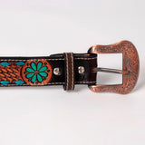 BER188-Hand Tooled Western Leather Belt