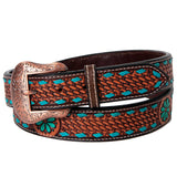 BER188-Hand Tooled Western Leather Belt