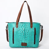 ADBG957 Tote Crocodile Embossed Genuine Western Leather Bag