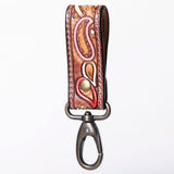 ADKR210  Hand Tooled Carved Genuine Leather Keyring