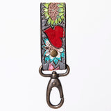 ADKR210  Hand Tooled Carved Genuine Leather Keyring