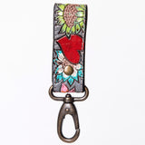 ADKR210  Hand Tooled Carved Genuine Leather Keyring