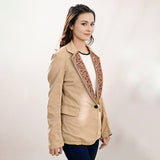 LC-ADBZ705-L Genuine leather Women Blazer dress jacket