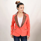 ADBZ706 Genuine leather hand Women Blazer dress jacket