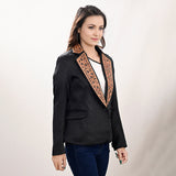 LC-ADBZ707-XL Genuine leather Women Blazer dress jacket